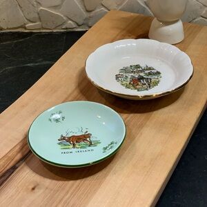 CARRIGALENE POTTERY | Set of 2 | Souvenir Irish Butter Pat Dish / Trinket Dishes